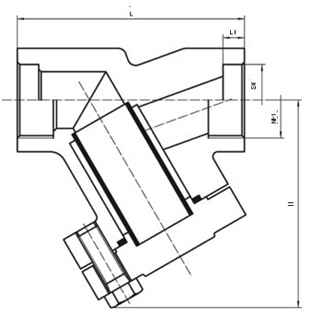 鍛(duàn)鋼(gāng)内螺紋Y型過濾器外形尺寸圖