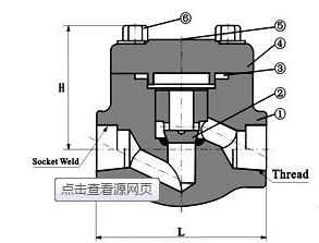焊接式鍛(duàn)鋼止回閥(fá)外形尺寸圖