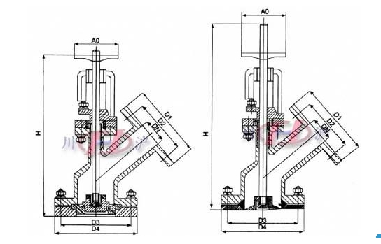 上(下)展式氣動(dòng)放料閥(fá)外形尺寸圖