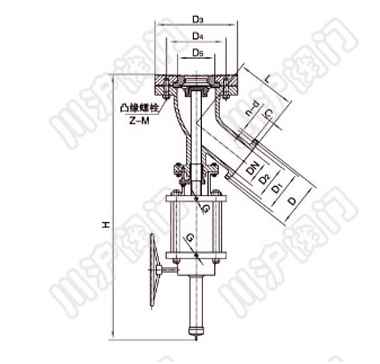 上(下)展式氣動(dòng)放料閥(fá)外形尺寸圖