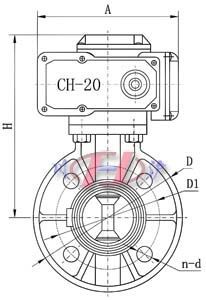 電(diàn)動(dòng)塑料蝶閥 (連接尺寸圖)