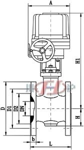 PQ940H電(diàn)動(dòng)偏心半球閥 外形尺寸圖