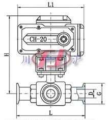 Q921F衛生級電(diàn)動(dòng)球閥 三通結構外形圖