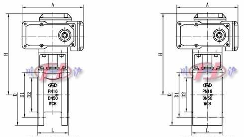 Q971電動對夾球閥 外形連接尺寸圖 