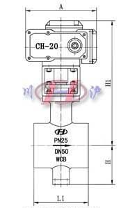 VQ947電動V型球閥 對夾式外形尺寸圖