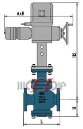 ZAZN電動雙座調節閥 外形尺寸圖