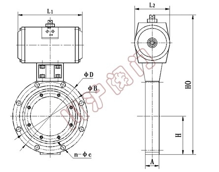 氣動高真空蝶閥外形尺寸圖