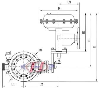 氣動軟密封蝶閥外形尺寸圖