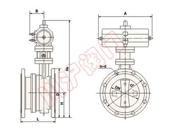 氣動調節蝶閥外形尺寸圖