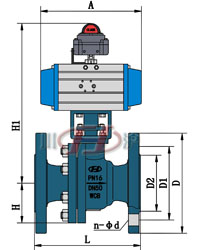 ZSHO氣動(dòng)O型切斷(duàn)球閥 主要外形尺寸圖 