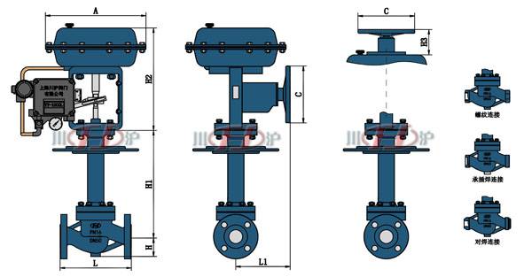 ZJSDW-P(M)氣動(dòng)低溫調(diào)節閥 外形尺寸圖