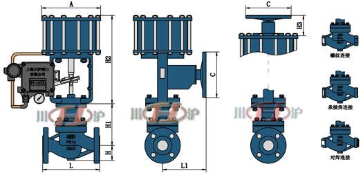 ZJHSP/M氣動(dòng)活塞式調(diào)節閥 外形尺寸圖