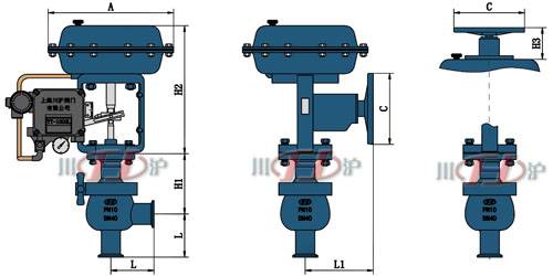 ZTRS衛生級氣動(dòng)調(diào)節閥 外形尺寸圖