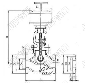 氣動法蘭截止閥外形尺寸圖