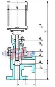 氣動(dòng)角式截止閥(fá) 外形尺寸圖
