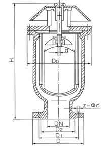 KP快速排氣閥外形尺寸圖
