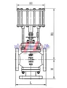 氣動(dòng)活塞式三通切斷(duàn)閥 外形尺寸圖