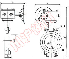 手動襯氟蝶閥 外形尺寸圖