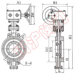 對(duì)夾式硬密封蝶閥(fá) 外形尺寸圖