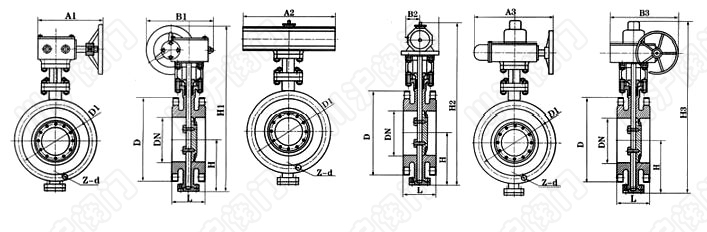 雙向金屬(shǔ)硬密封蝶閥(fá) 外形尺寸圖