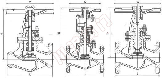 國标波紋管截止閥外形尺寸圖"