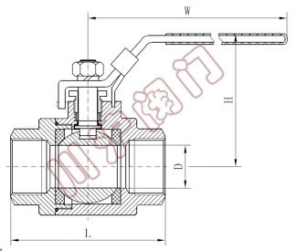 兩(liǎng)片式内螺紋球閥(fá) 外形尺寸圖