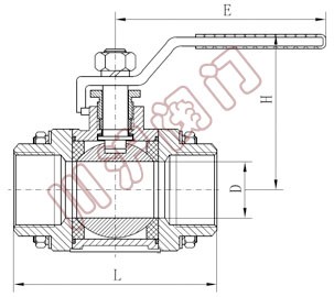 三片式内螺紋球閥(fá) 外形尺寸圖(tú)