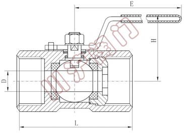 一片式内螺紋球閥(fá) 外形尺寸圖(tú)