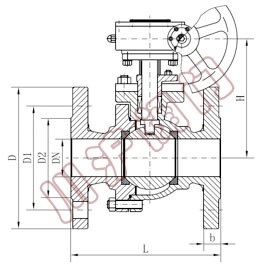 Q341手動(dòng)蝸輪球閥(fá) 外形尺寸圖