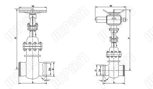 水封閘閥 外形尺寸圖
