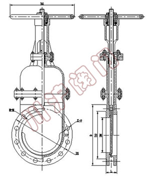 Z73X手動(dòng)漿液閥(fá)外形尺寸圖