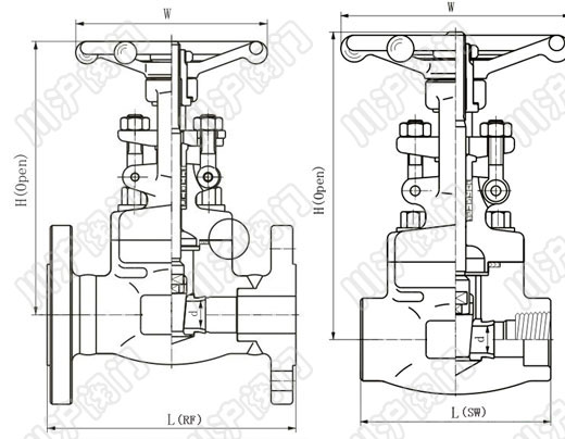 高壓鍛鋼閘閥 外形尺寸圖