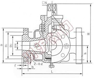 BX44W三通保溫旋塞閥(fá) 外形尺寸圖(tú)