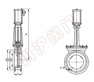 氣動刀型閘閥外形尺寸圖