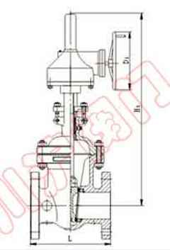 Z641H氣動法蘭閘閥外形尺寸圖