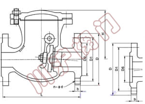 H44H旋起式止回閥(fá)外形尺寸圖(tú)