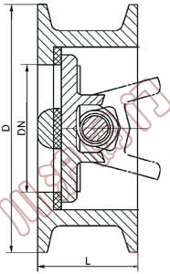 H76對(duì)夾蝶式止回閥(fá)外形尺寸圖