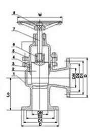 U44H角式柱塞閥(fá) 外形尺寸圖(tú)